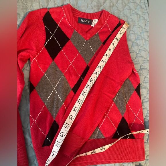 Children’s Place Red Plaid Argyle Pullover Sweater Boys Small 5/6 NWT - Picture 5 of 9